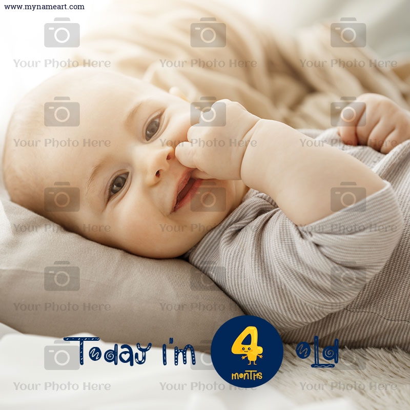 4 Months Milestone Sticker Template For Cute Baby