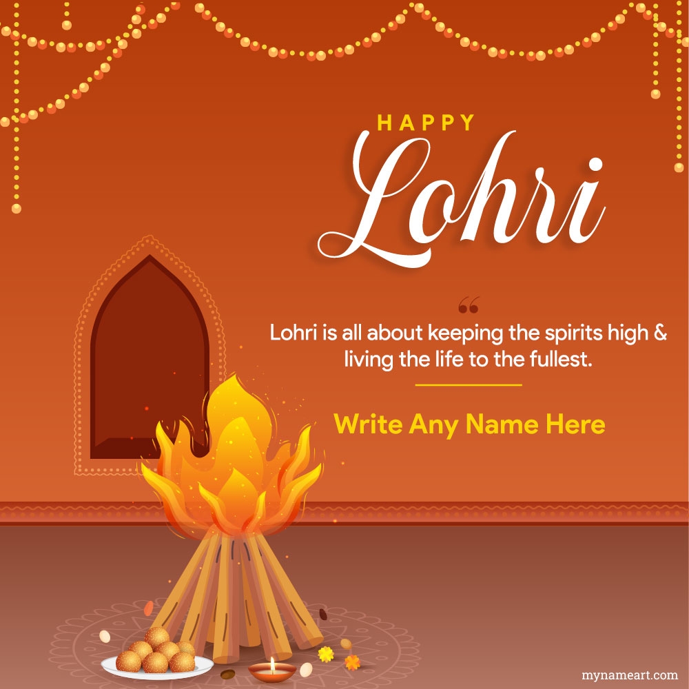 Beautiful And Delightful Happy Lohri Picture 2024 With Name