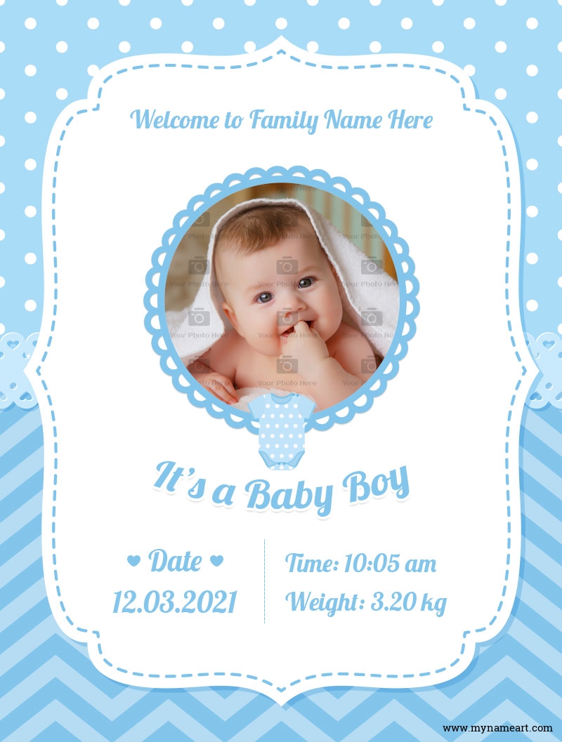 Custom Baby Boy Birth Information Card Template [Free]