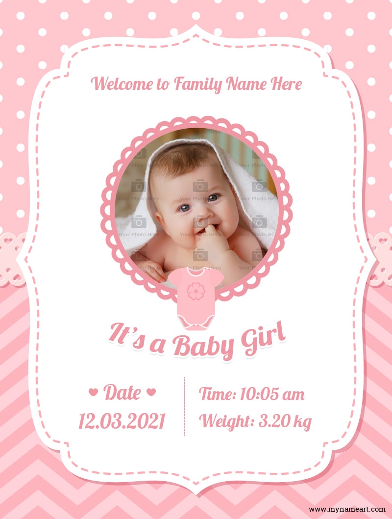 Baby Girl Birth Information Photo Editor