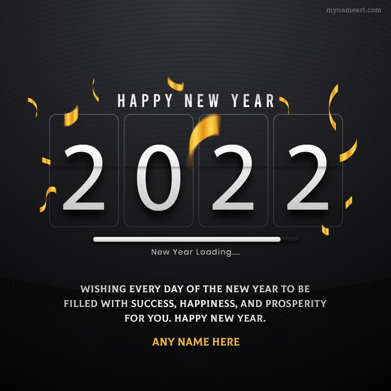 Flying Golden Confetti Happy New Year 2022 Wishes