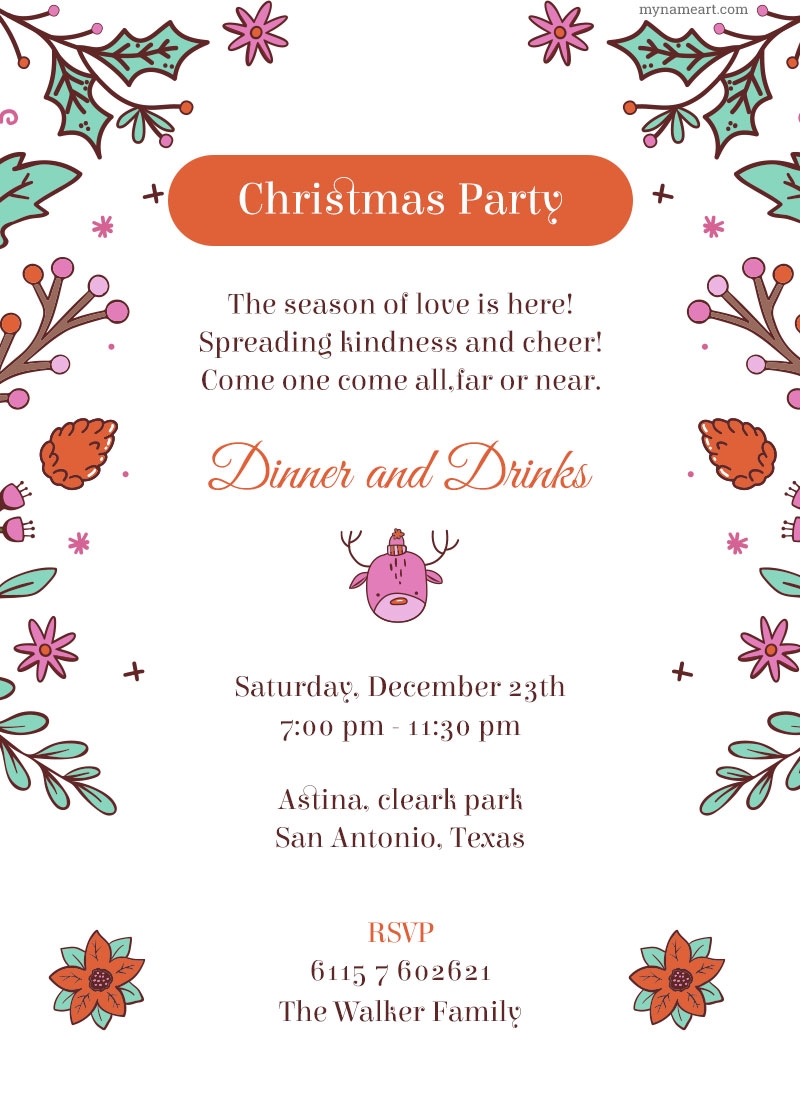 Make Christmas Dinner And Drinks Party Invitations