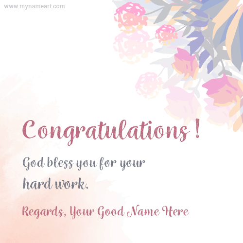 Floral Watercolor Congratulations Card With Name 