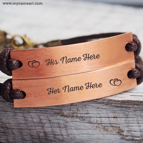Write Name On Leather Couple Bracelets Profile Pics.