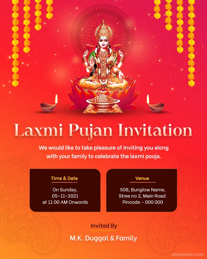 Invitation Card For Lakshmi Pooja