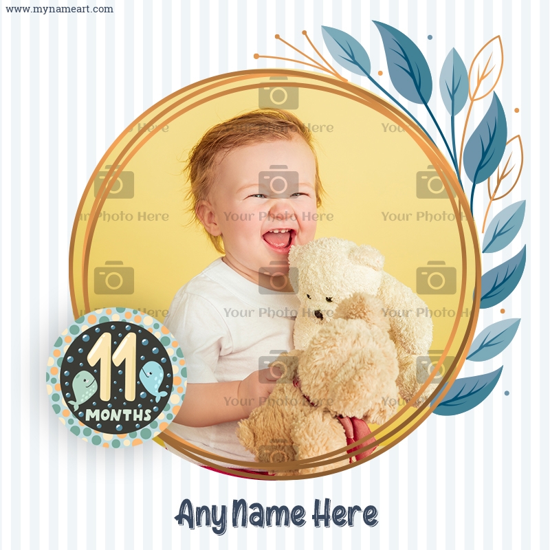 Cute Kids 11 Months Milestone Completed Photo With Sticker