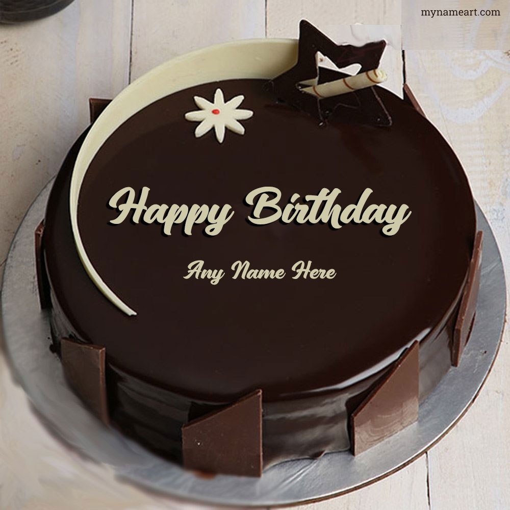 Dark Chocolate Happy Birthday Cake With Name