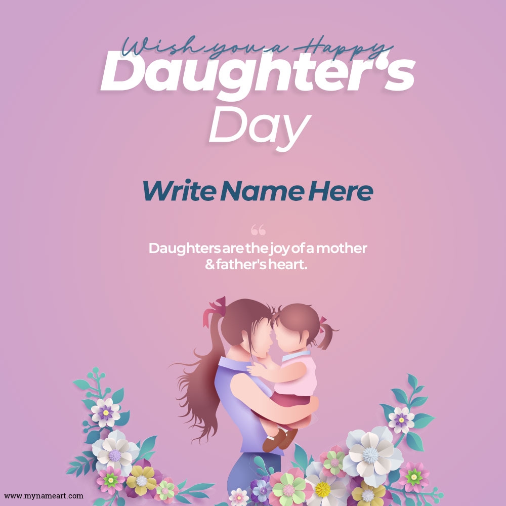 Daughter-Mother image with floral embellishments Happy Daughter's Day