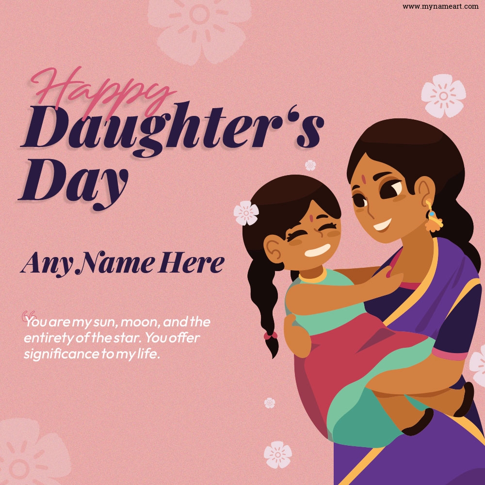 Editable Mother Daughter Image Happy Daughter's Day Greeting