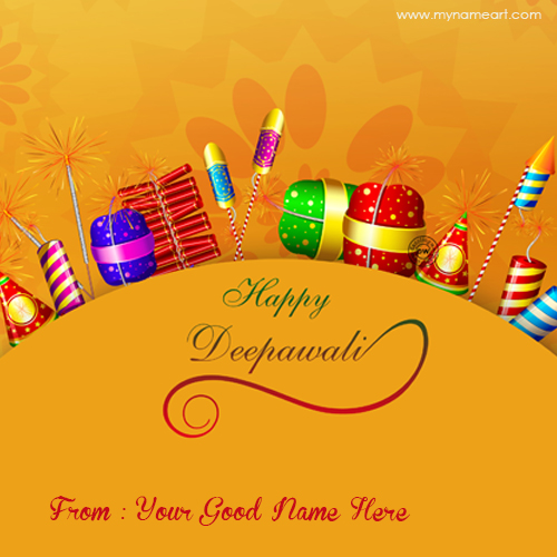 Write Name On Diwali Crackers Wishes And Greeting Image