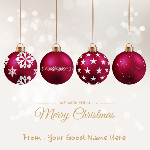 Red Christmas Ornament With Snowy Background Name Pictures