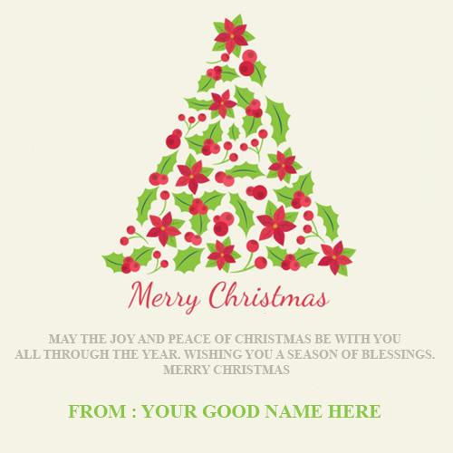 Floral Christmas Tree Greeting Card With My Name Write