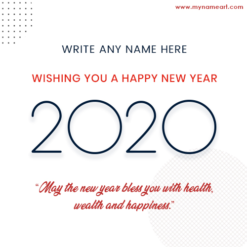 Write Your Name On New Year 2020 Wishes Card Image