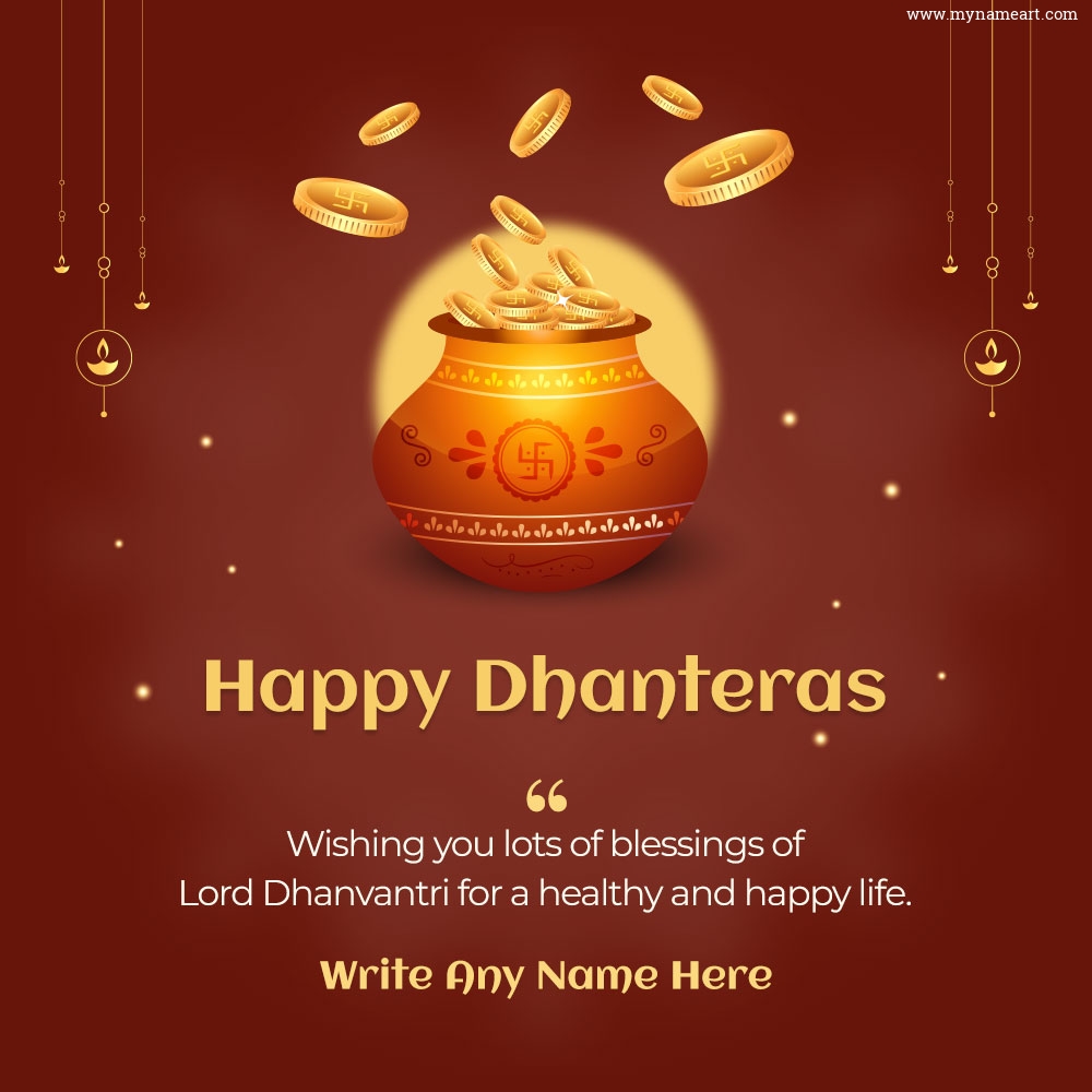 Happy Dhanteras Gold Coins Pots Image for Facebook, WhatsApp and Instagram