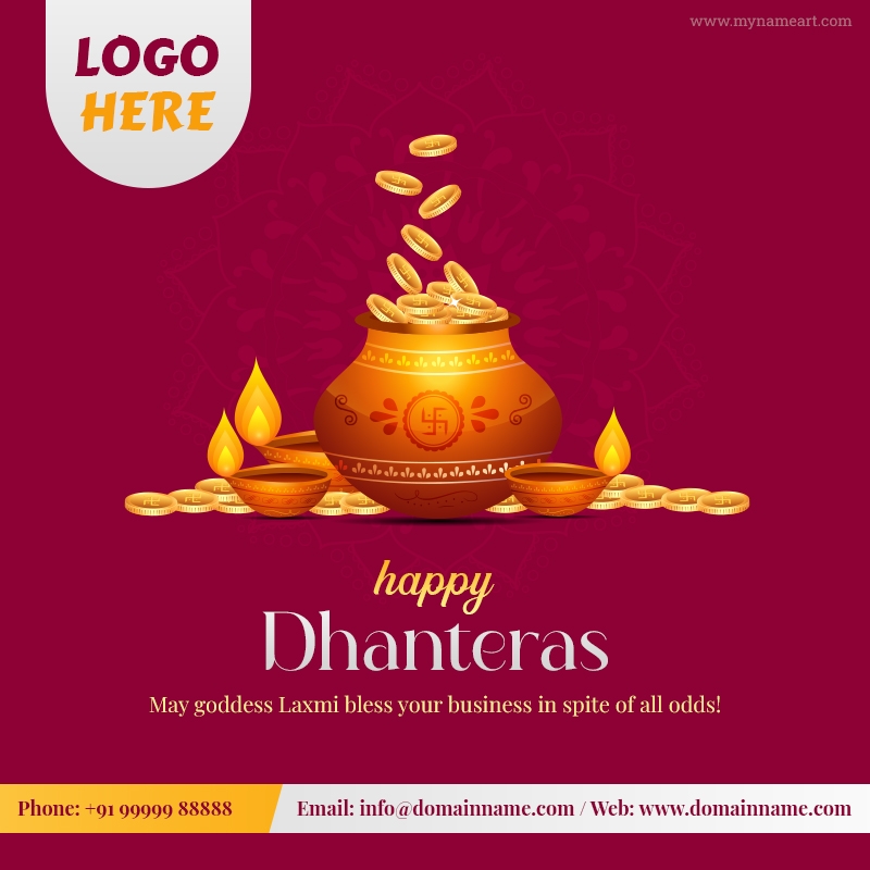Personalize Dhanteras Wishes With Logo