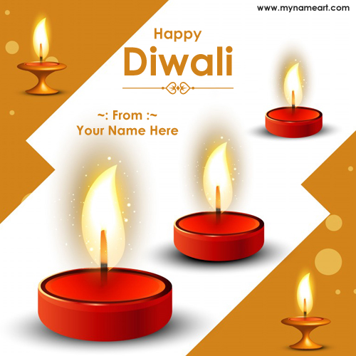 Write Your Name On Happy Diwali Diya Pics For Wishes Online