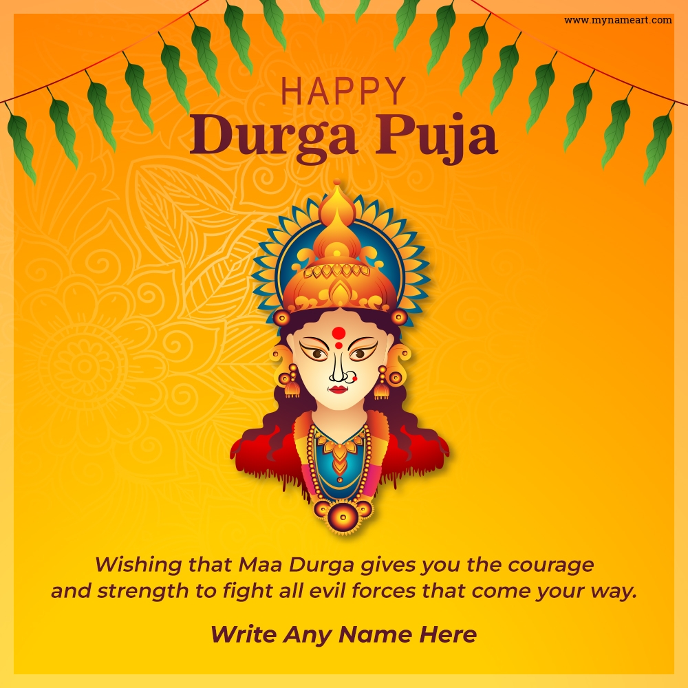 Happy Durga Puja And Navratri Cultural Hindu Festival Card
