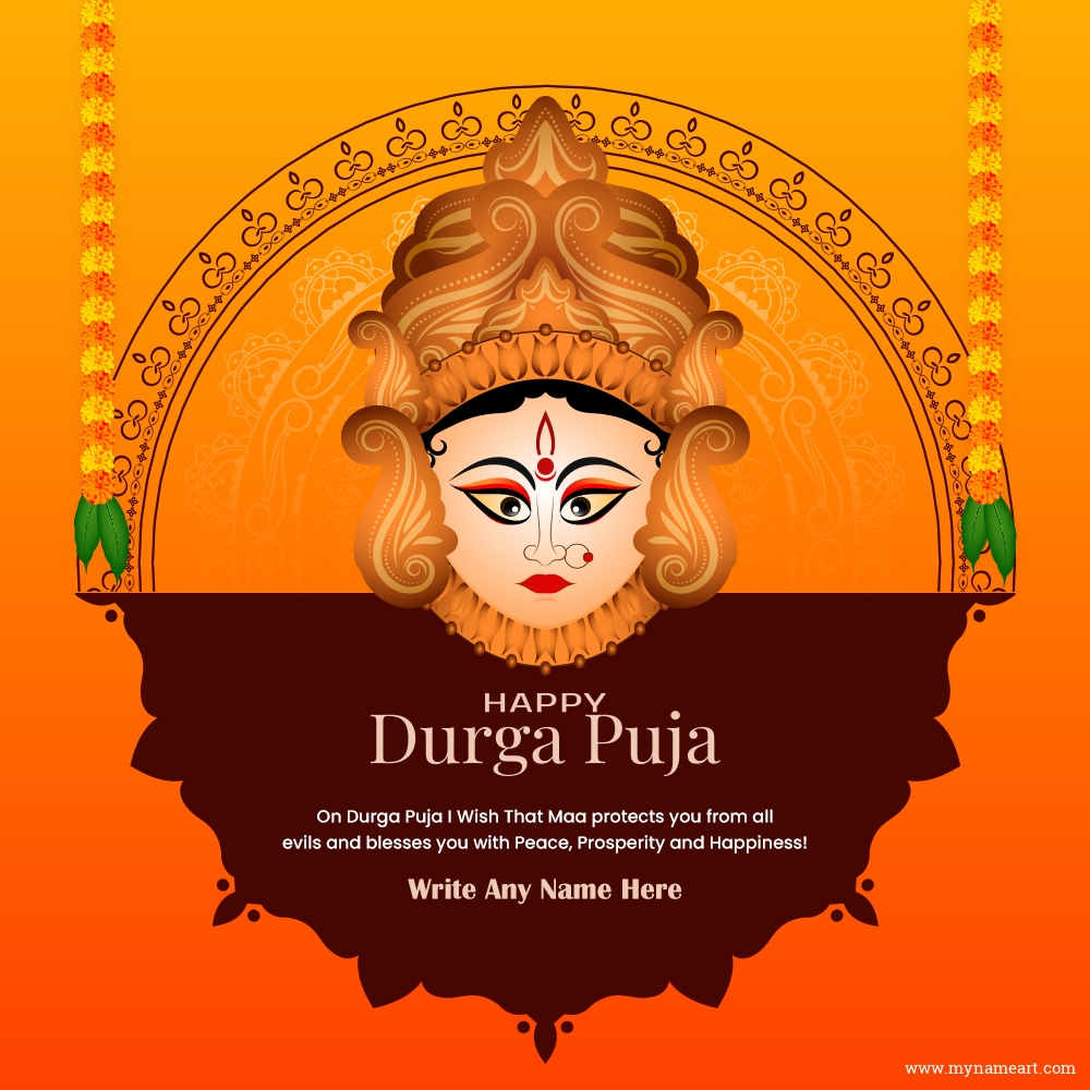 Goddess Durga Face Happy Subh Navratri Wishes Indian