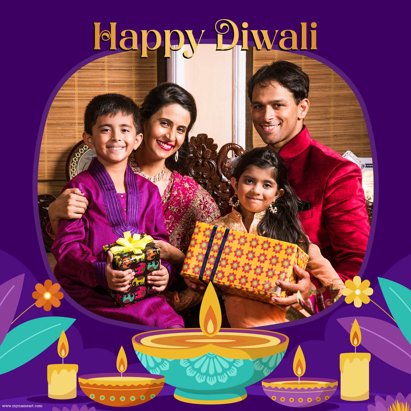 FREE Diwali Photo And Name Greetings Cards. Create And Shares In Seconds!