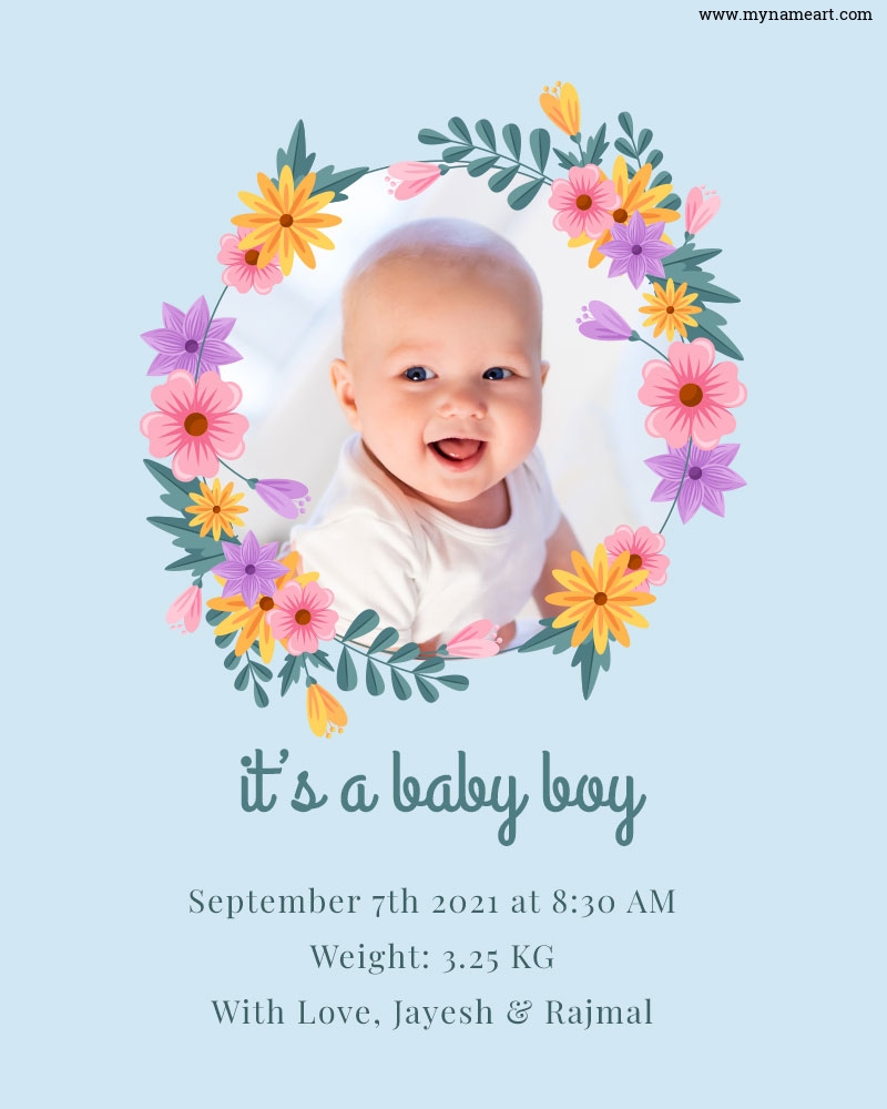 Floral Boy Birth Announcements
