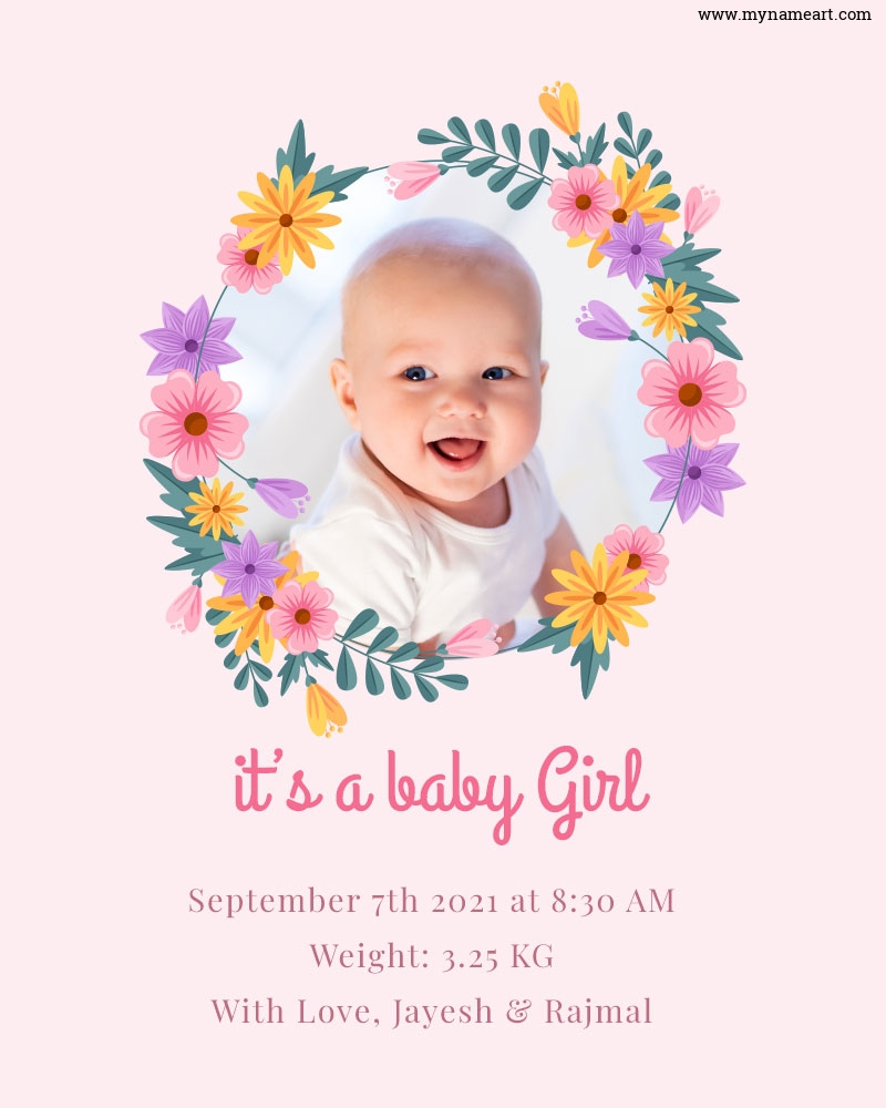 Floral Girl Birth Announcements