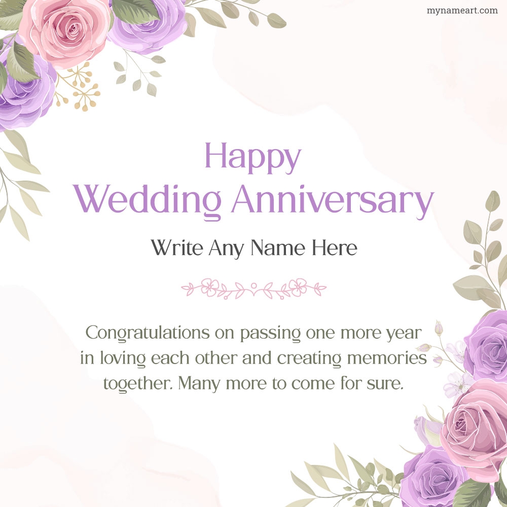Rose Flower Watercolor Blossom Wedding Anniversary Card