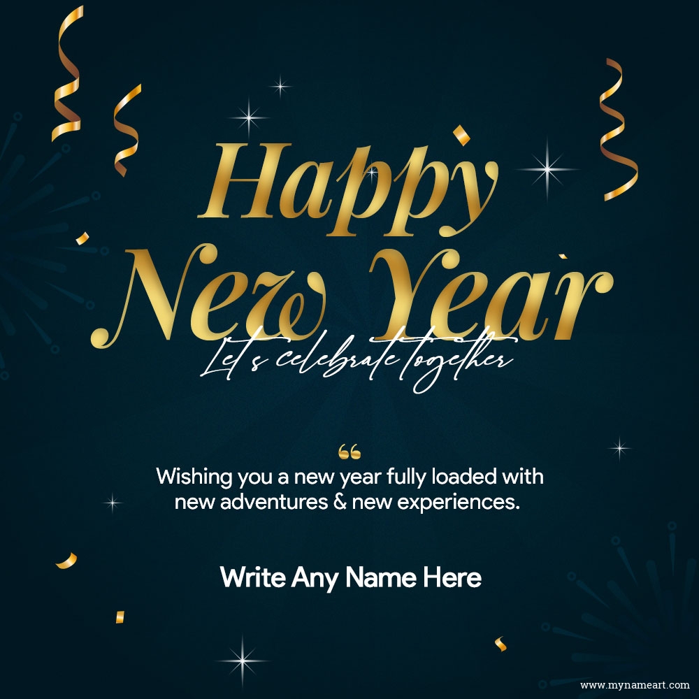 Happy New Year Golden Font Image