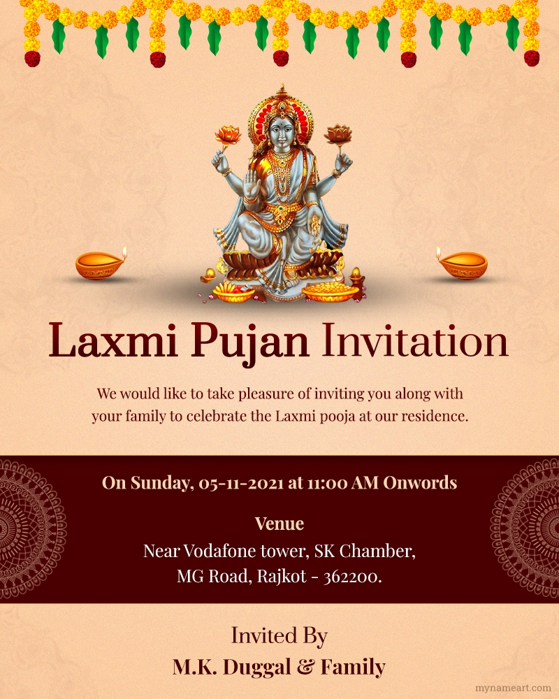 Free Laxmi Puja Invitation Card Maker Online