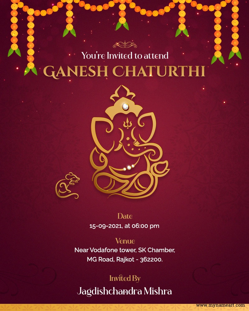 Free Invitation Card Maker For Ganesh Chaturthi Festival