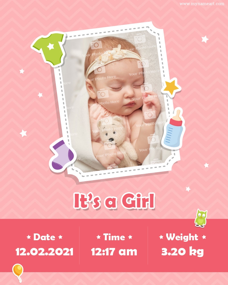Birth Announcement Welcome Status For New Born Girl