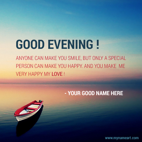 Write Name On Good Evening Shayari Image For Lover