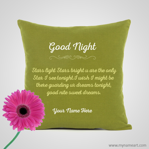 Make Good Night Green Pillow Image Of My Name
