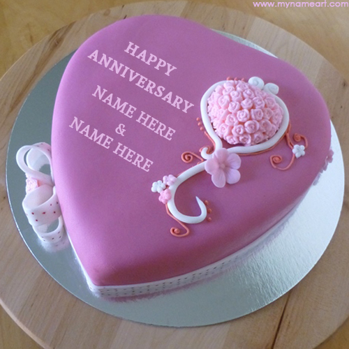 Write Custom Name Text On Anniversary Purple Cake Pictures