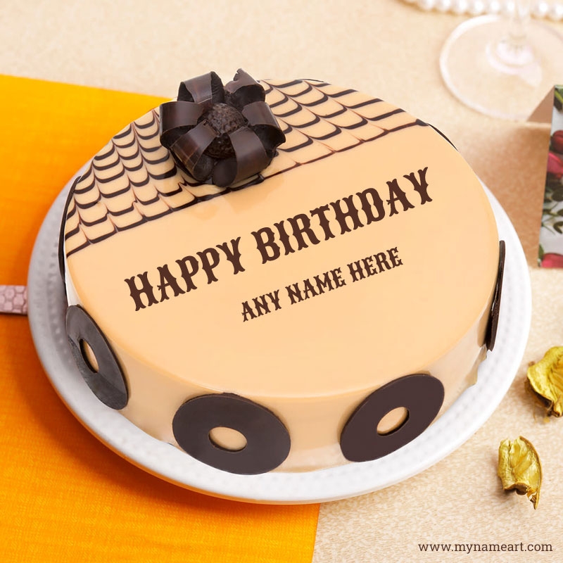 Beautiful happy birthday cake with a photo free editor