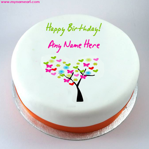 Write Name On Tree Design Birthday Cake