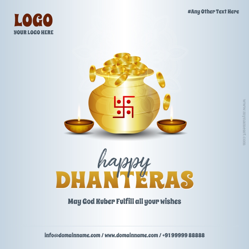 Gold Coin In Pot Image For Dhanteras Wishes With Logo