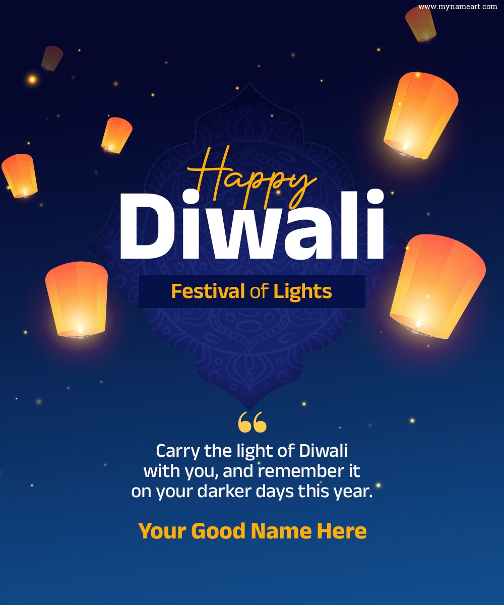 Sky Lantern Happy Diwali Wishes Blessing Message Image