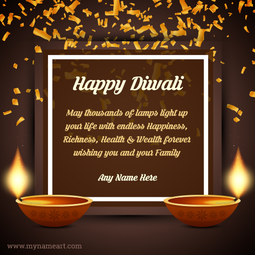 Write name on Diwali message photo. 