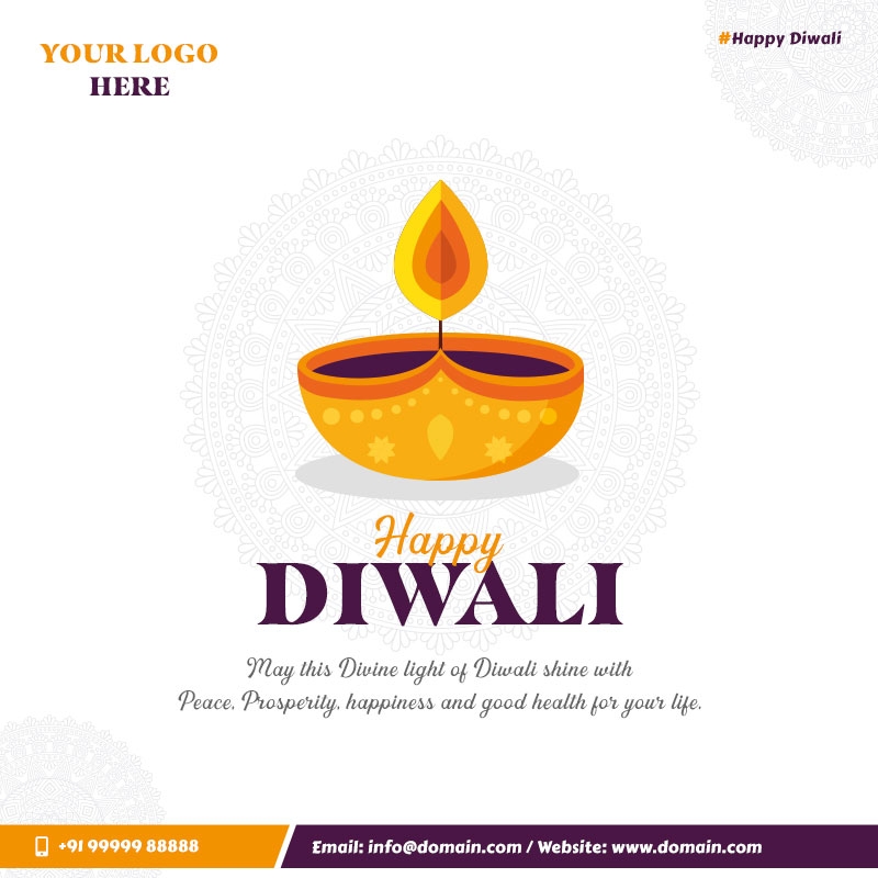 Business Greetings Card For Diwali Wishes With Logo