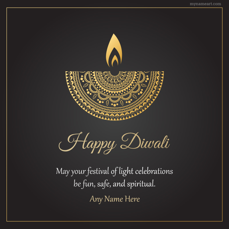 Personalize Your Own Diwali Card With Golden Diya