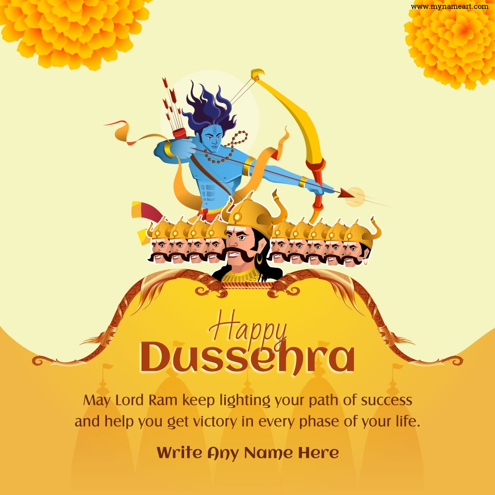 Lord Rama with a Bow and Arrow Happy Dussehra Wsihes