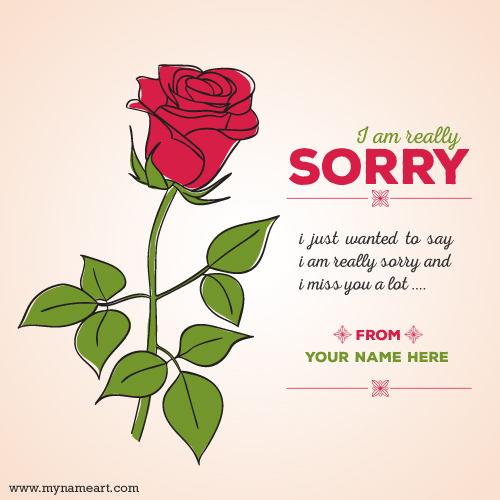 write name on saying sorry to girlfriend or boyfriend quote image. say sorr...