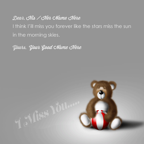 Miss You Too Teddy Bear Image With Name Editor