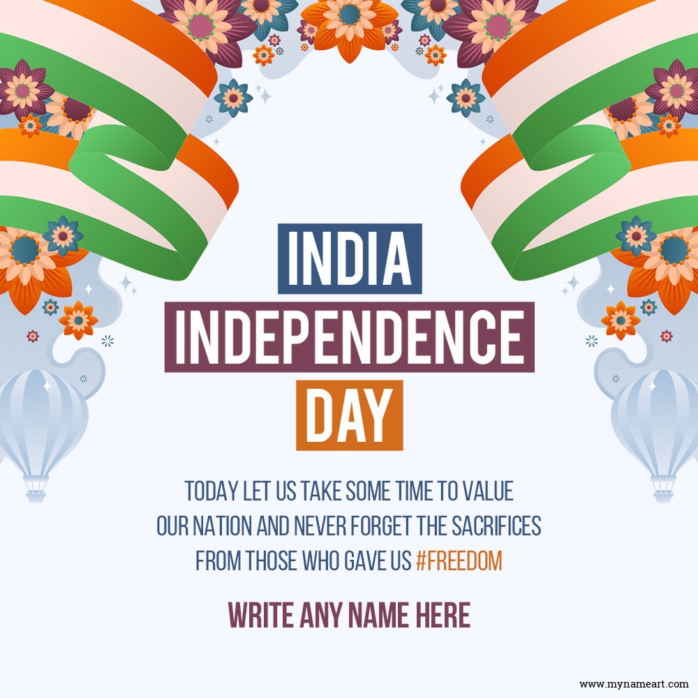 Happy Independence Day wish quotes and edit name option
