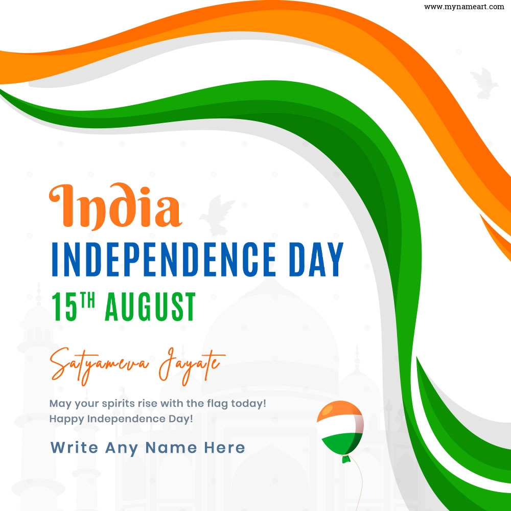 Tri-Color Flag with Satyamev Jayate Slogan Happy Independent Day