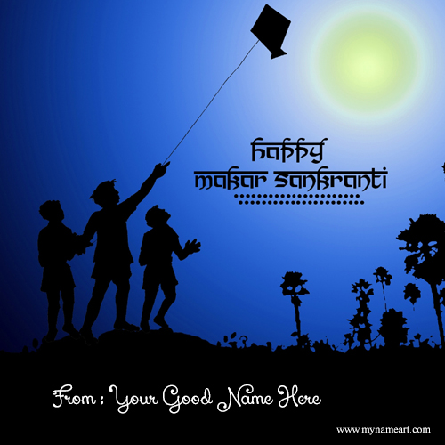 Child Flying Kite Name Pictures For Makar Sankranti Wishes