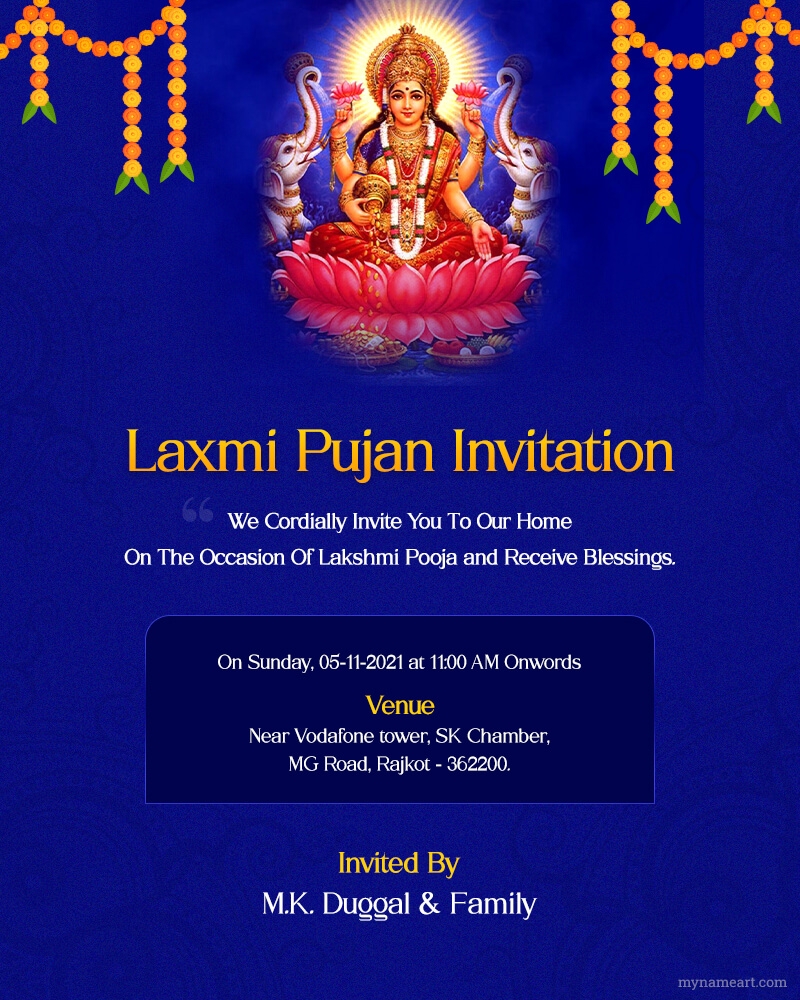 Editable Lakshmi Puja Invitation Card Templates
