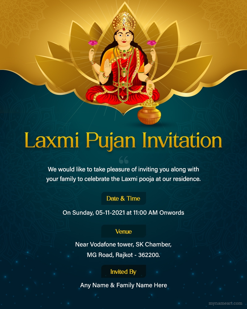 Laxmi Puja Invitation Cards