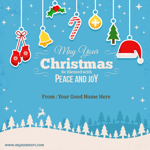 Blue Christmas Background With Hanging Decoration