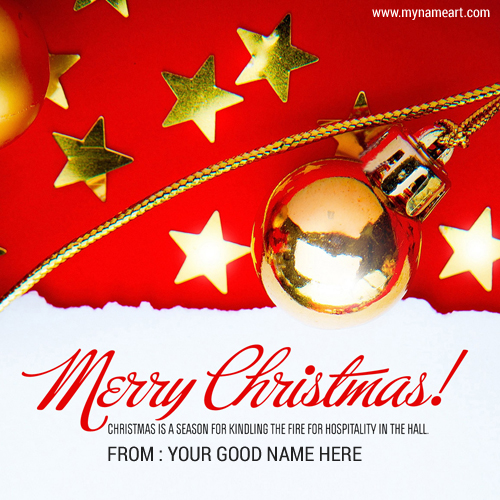 Write Your Name On Christmas Wishes Red Background Ecard